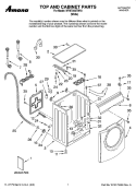 TOP AND CABINET PARTS Diagram and Parts List for NFW7200TW10  Amana Washer