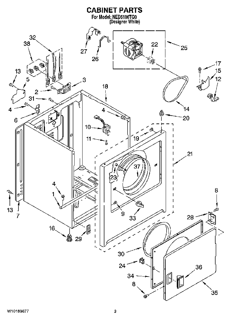 CABINET PARTS Diagram and Parts List for NED5100TQ0  Amana Dryer