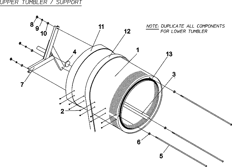 TUMBLER SUPPORT ASSY Diagram and Parts List for MLG31PCBWW  Maytag Dryer