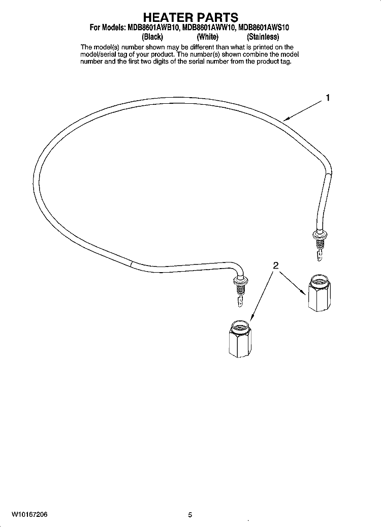 HEATER PARTS Diagram and Parts List for MDB8601AWW10  Maytag Dishwasher