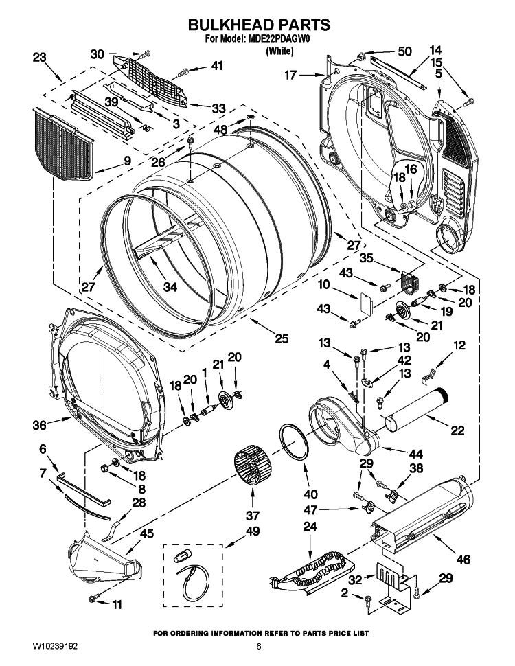 BULKHEAD PARTS Diagram and Parts List for MDE22PDAGW0  Maytag Dryer
