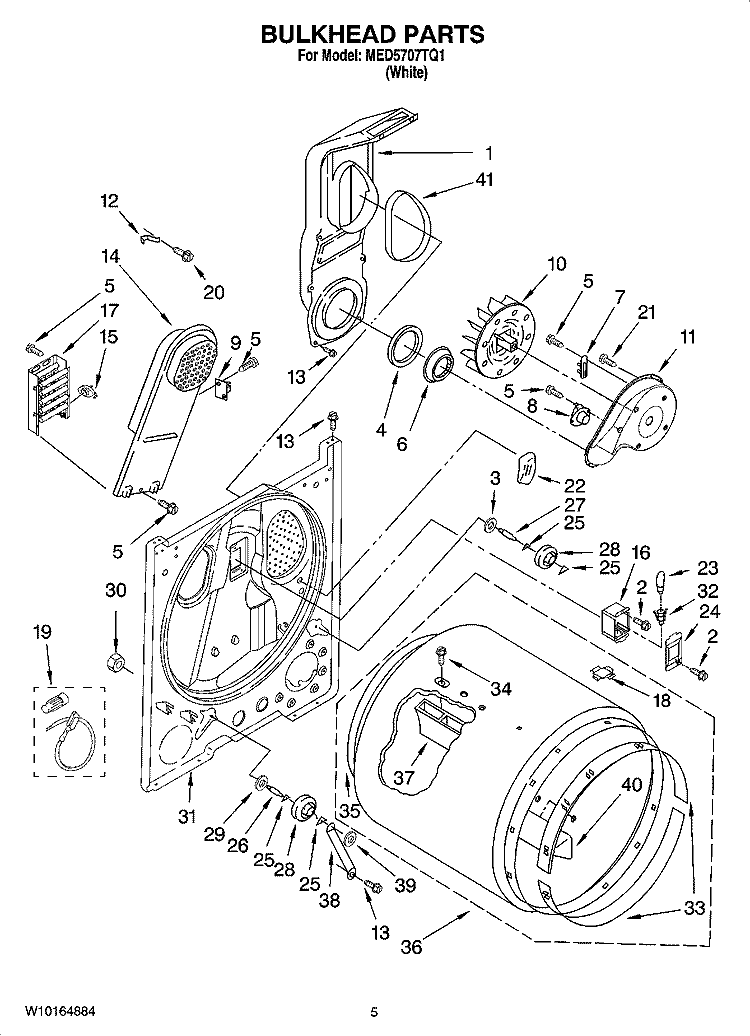 BULKHEAD PARTS, OPTIONAL PARTS (NOT INCLUDED) Diagram and Parts List for MED5707TQ1  Maytag Dryer
