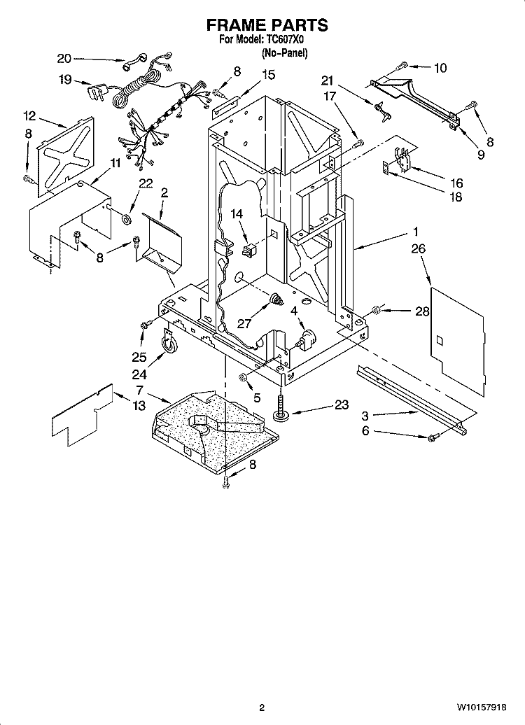 FRAME PARTS Diagram and Parts List for TC607X0  Jenn-Air Trash Compactor