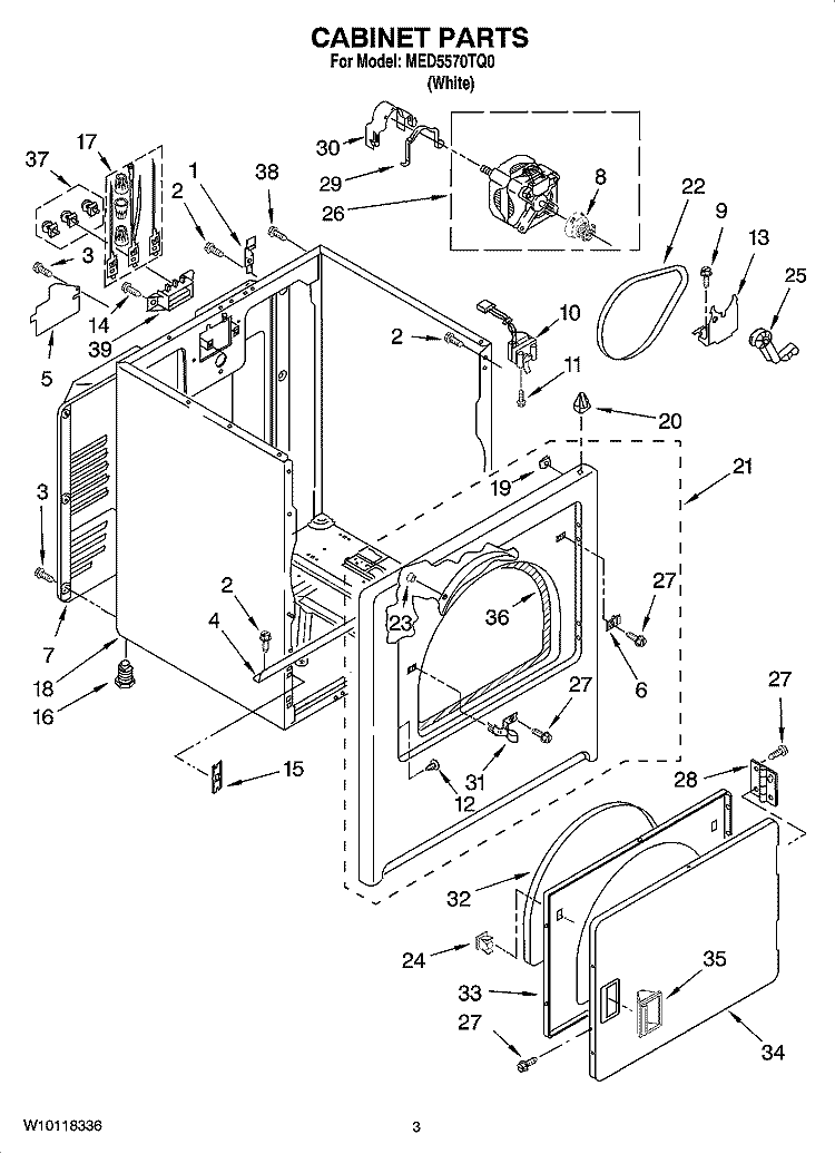 CABINET PARTS Diagram and Parts List for MED5570TQ0  Maytag Dryer