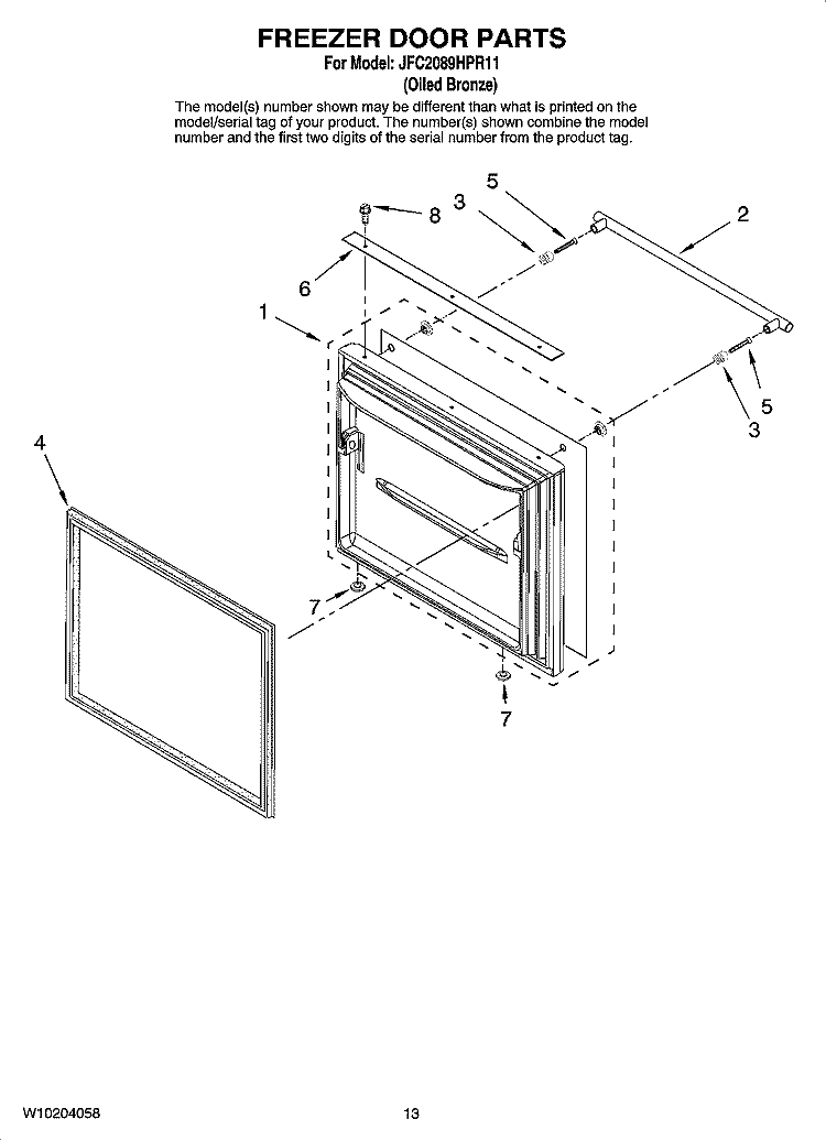 FREEZER DOOR PARTS Diagram and Parts List for JFC2089HPR11  Jenn-Air Refrigerator