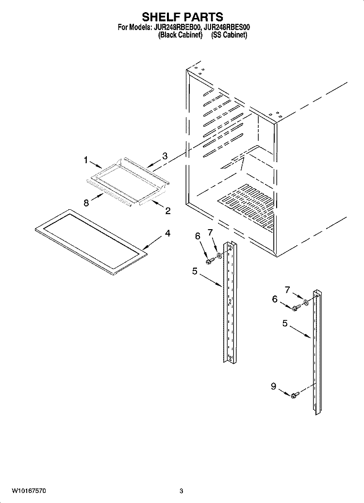 SHELF PARTS Diagram and Parts List for JUR248RBEB00  Jenn-Air Refrigerator