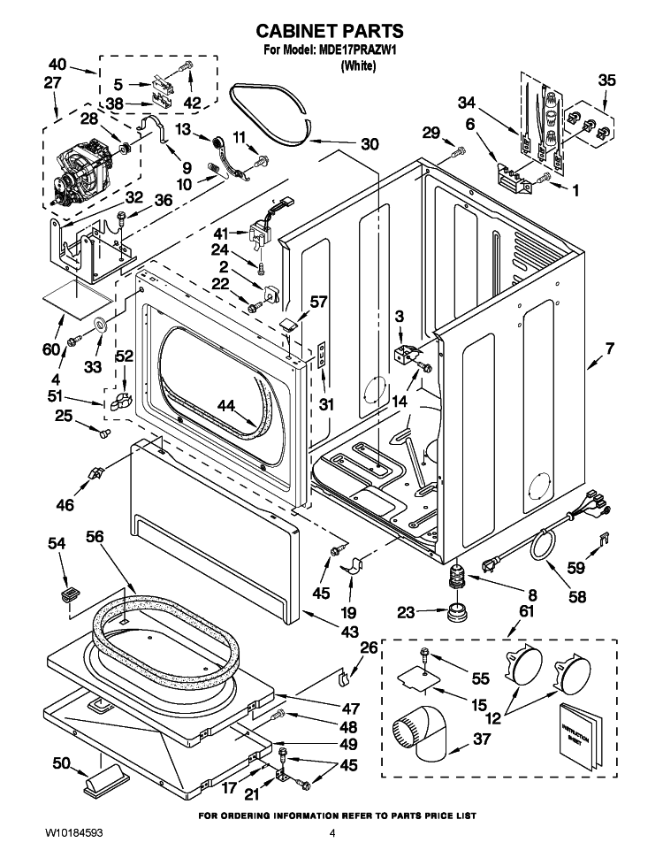 CABINET PARTS Diagram and Parts List for MDE17PRAZW1  Maytag Dryer