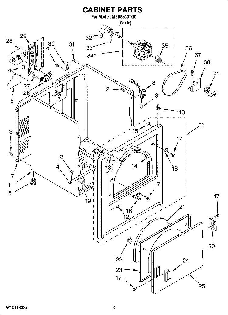 CABINET PARTS Diagram and Parts List for MED5630TQ0  Maytag Dryer