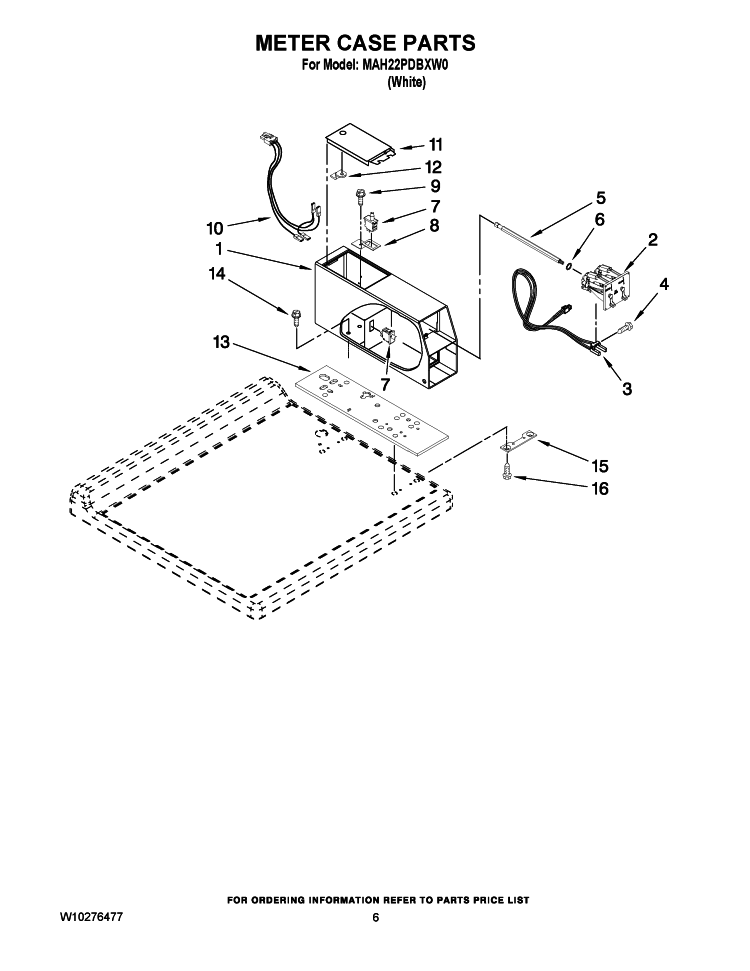 METER CASE PARTS Diagram and Parts List for MAH22PDBXW0  Maytag Washer