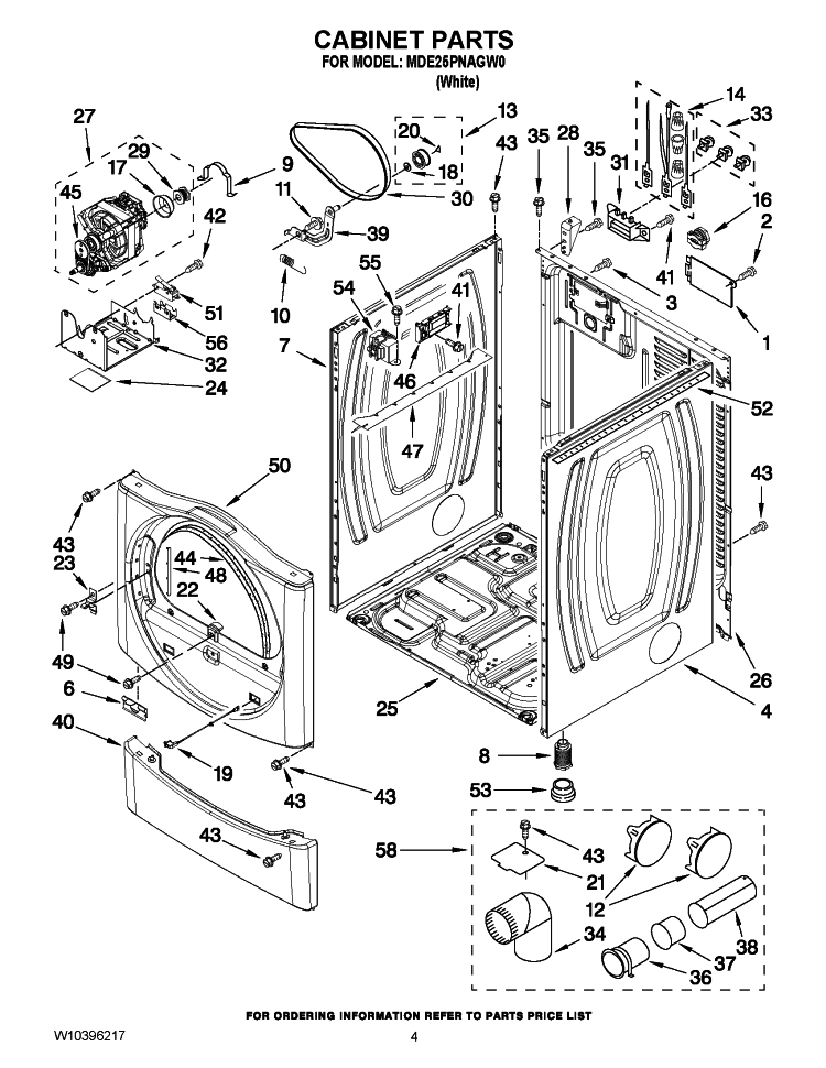 CABINET PARTS Diagram and Parts List for MDE25PNAGW0  Maytag Dryer