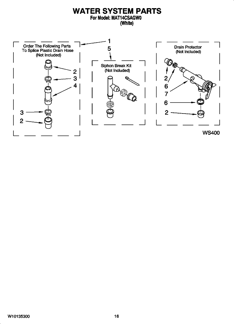 WATER SYSTEM PARTS Diagram and Parts List for MAT14CSAGW0  Maytag Washer