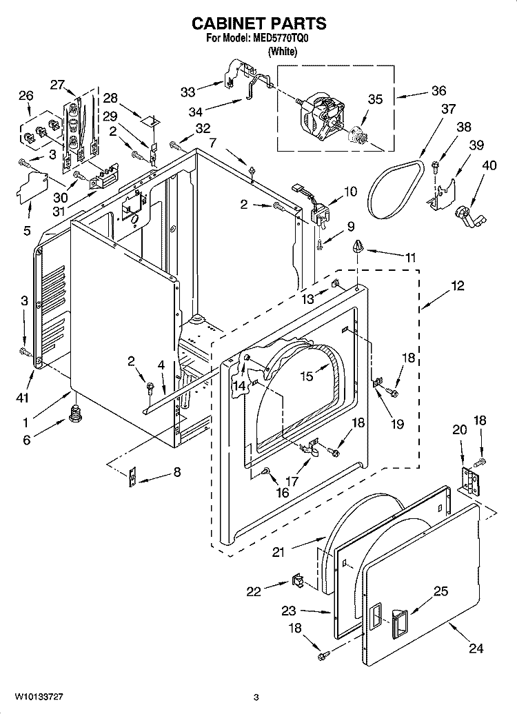 CABINET PARTS Diagram and Parts List for MED5770TQ0  Maytag Dryer