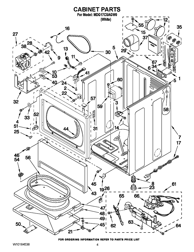 CABINET PARTS Diagram and Parts List for MDG17CSAGW0  Maytag Dryer