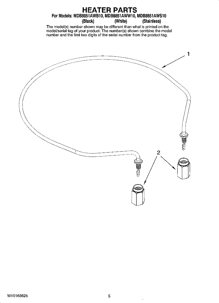 HEATER PARTS Diagram and Parts List for MDB8851AWS10  Maytag Dishwasher