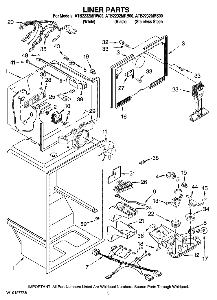 LINER PARTS Diagram and Parts List for ATB2232MRB00  Amana Refrigerator