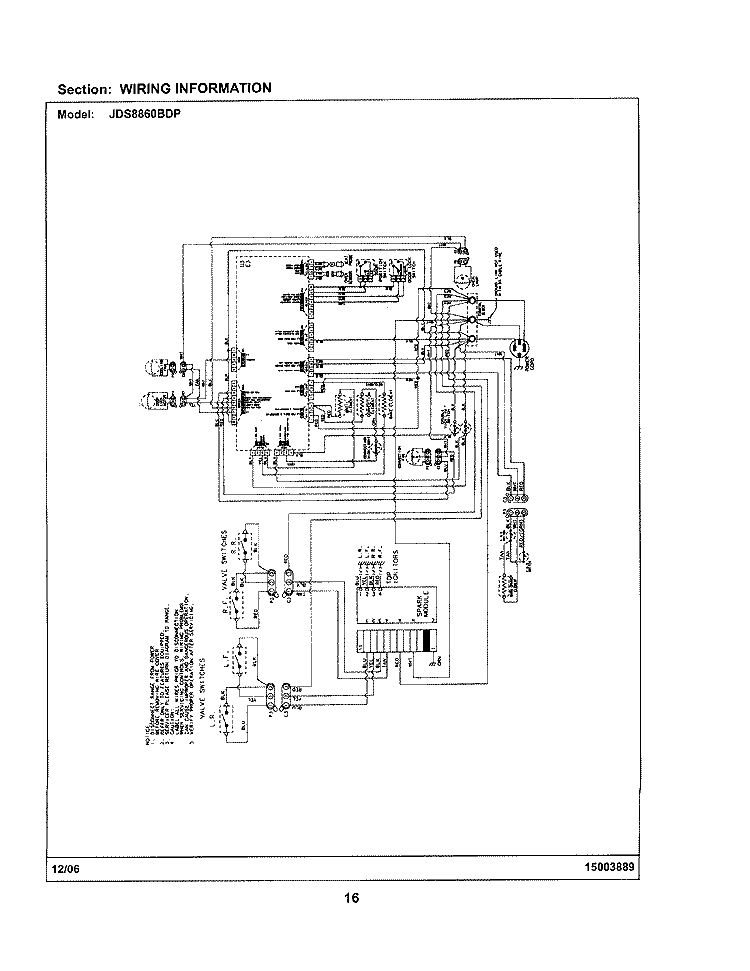 WIRING INFORMATION Diagram and Parts List for JDS8860BDP  Jenn-Air Range