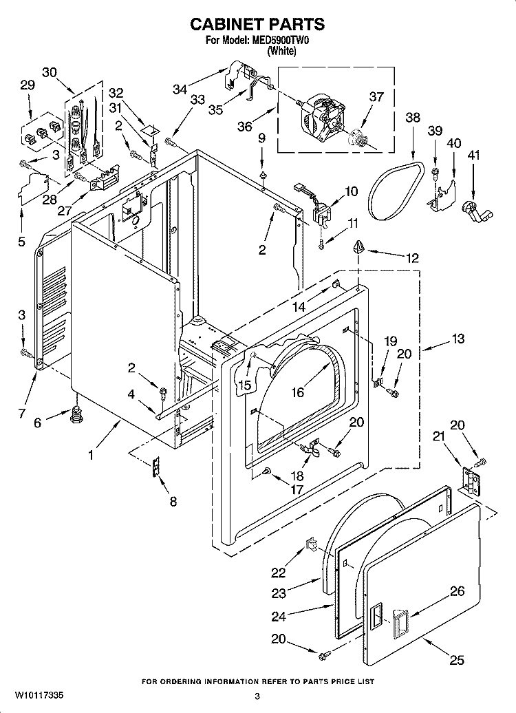 CABINET PARTS Diagram and Parts List for MED5900TW0  Maytag Dryer