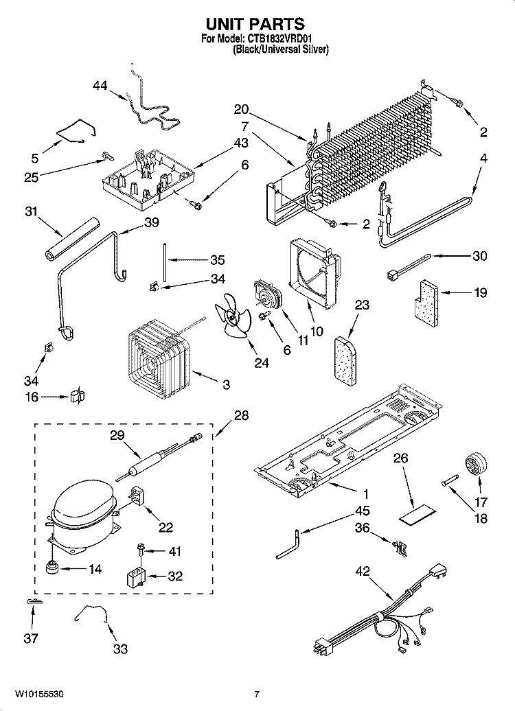 UNIT PARTS Diagram and Parts List for CTB1832VRD01  Magic Chef Refrigerator