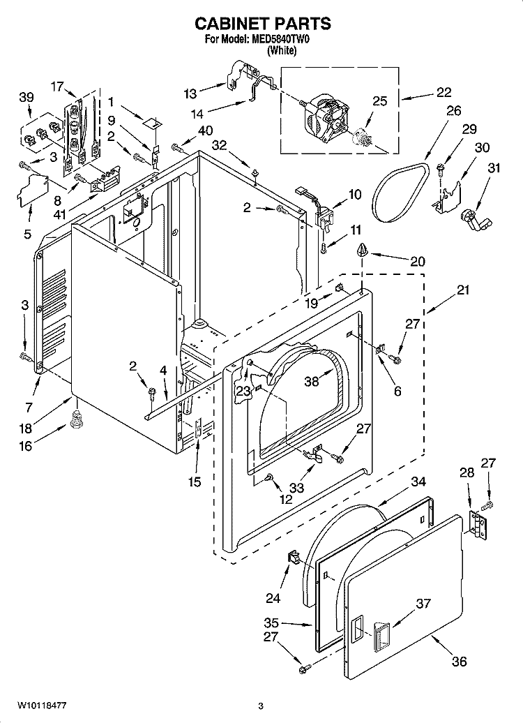 CABINET PARTS Diagram and Parts List for MED5840TW0  Maytag Dryer