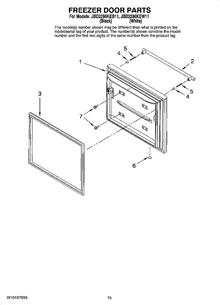 FREEZER DOOR PARTS, OPTIONAL PARTS Diagram and Parts List for JBD2286KEB11  Jenn-Air Refrigerator