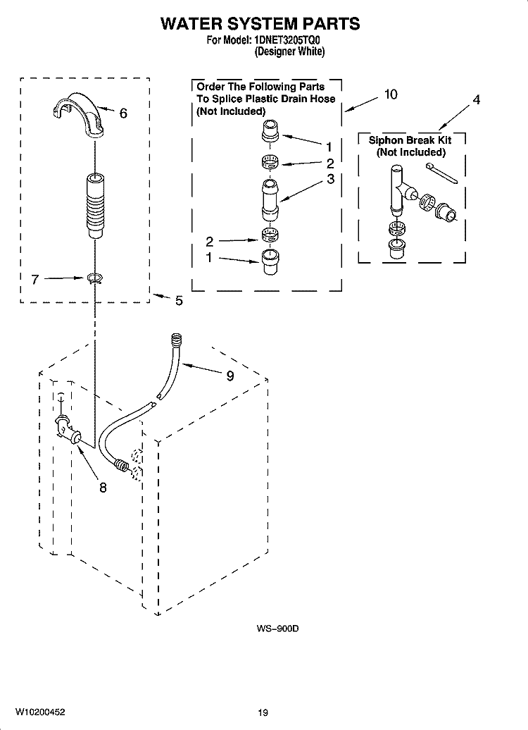 WATER SYSTEM PARTS Diagram and Parts List for 1DNET3205TQ0  Amana Washer Dryer Combo
