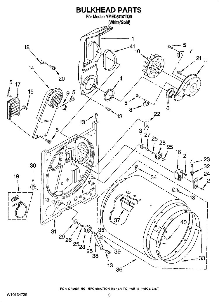 BULKHEAD PARTS, OPTIONAL PARTS (NOT INCLUDED) Diagram and Parts List for YMED5707TQ0  Maytag Dryer