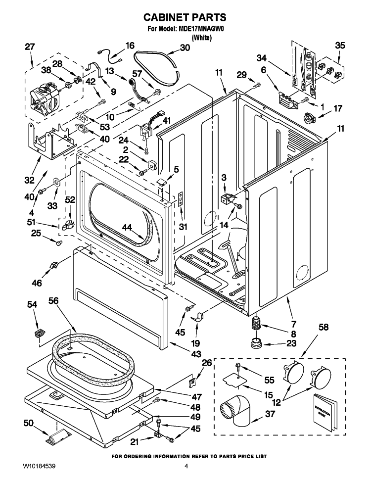 CABINET PARTS Diagram and Parts List for MDE17MNAGW0  Maytag Dryer