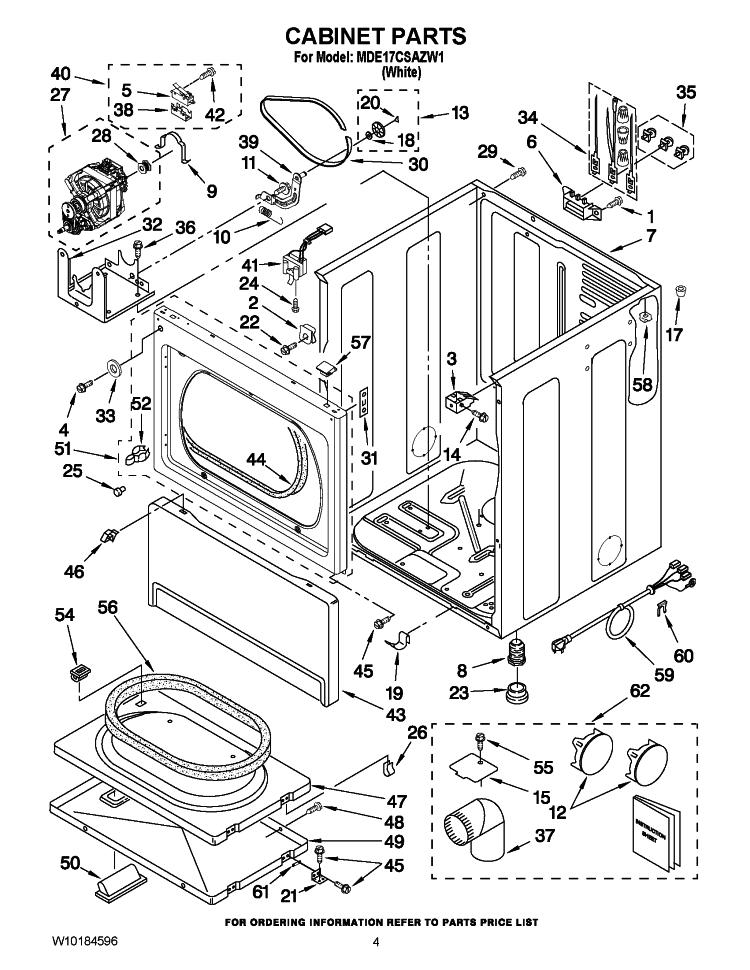 CABINET PARTS Diagram and Parts List for MDE17CSAZW1  Maytag Dryer
