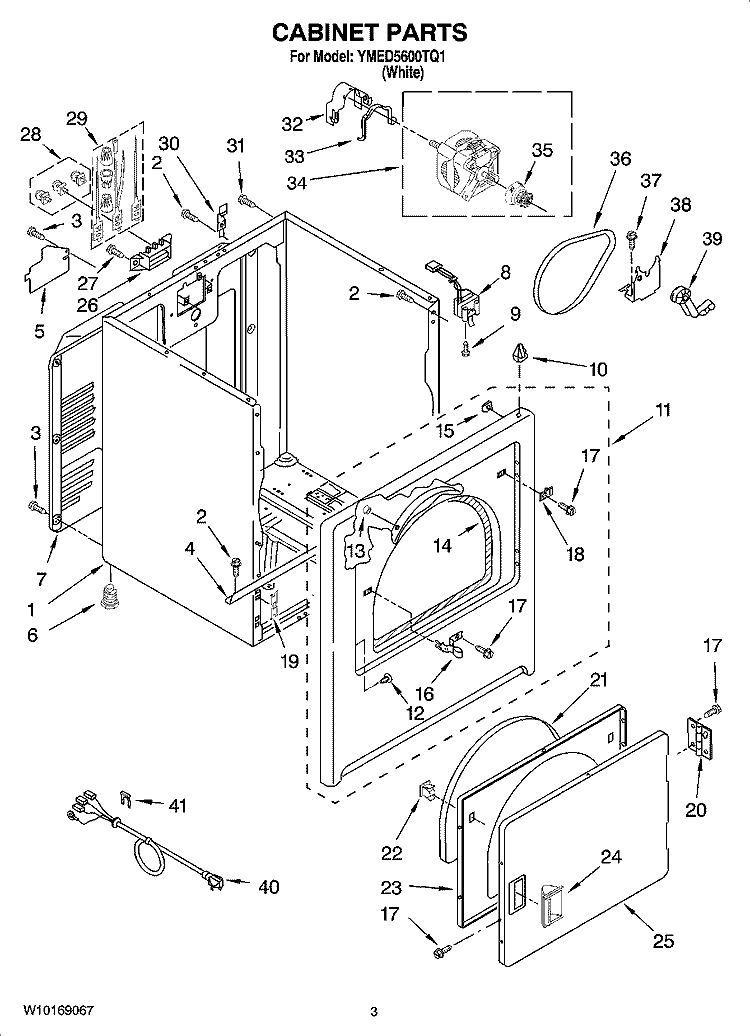 CABINET PARTS Diagram and Parts List for YMED5600TQ1  Maytag Dryer