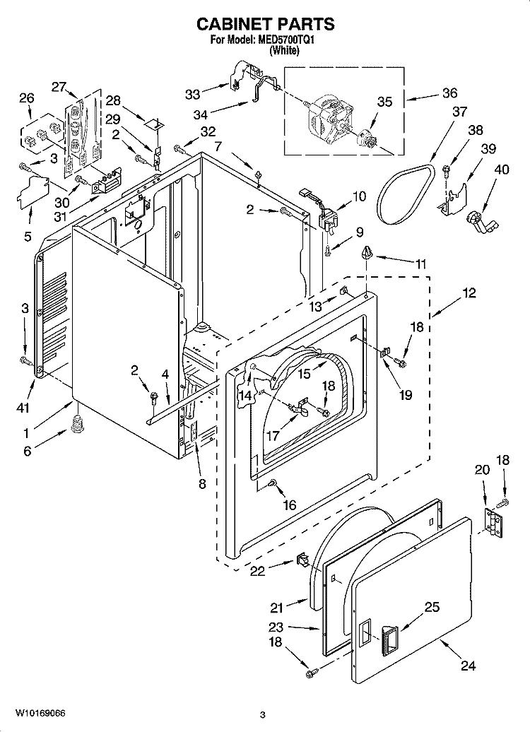 CABINET PARTS Diagram and Parts List for MED5700TQ1  Maytag Dryer