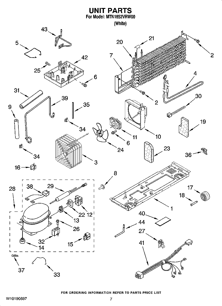 UNIT PARTS Diagram and Parts List for MTN1852VRW00  Maytag Refrigerator