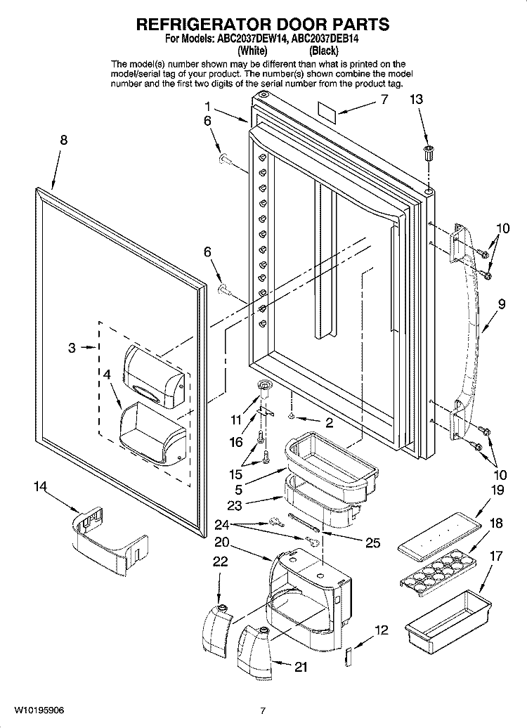 REFRIGERATOR DOOR PARTS Diagram and Parts List for ABC2037DEB14  Amana Refrigerator