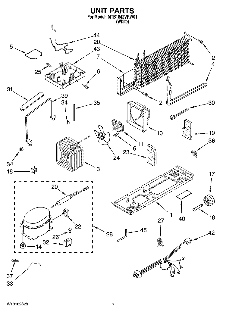 UNIT PARTS Diagram and Parts List for MTB1842VRW01  Maytag Refrigerator