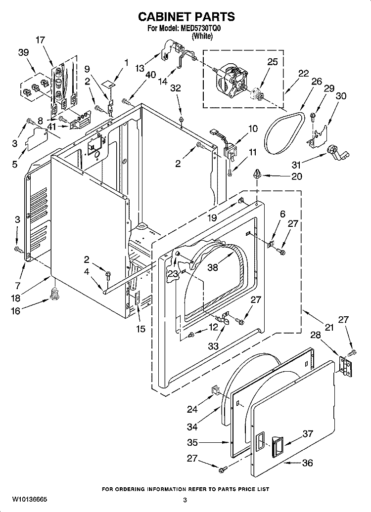 CABINET PARTS Diagram and Parts List for MED5730TQ0  Maytag Dryer