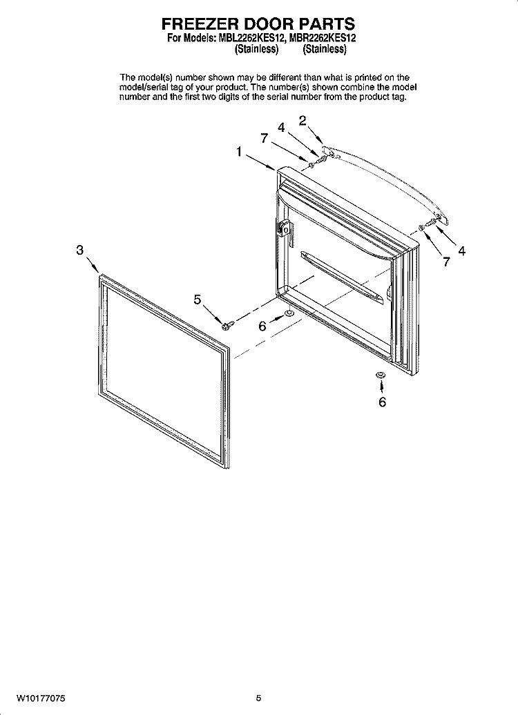 FREEZER DOOR PARTS Diagram and Parts List for MBL2262KES12  Maytag Refrigerator