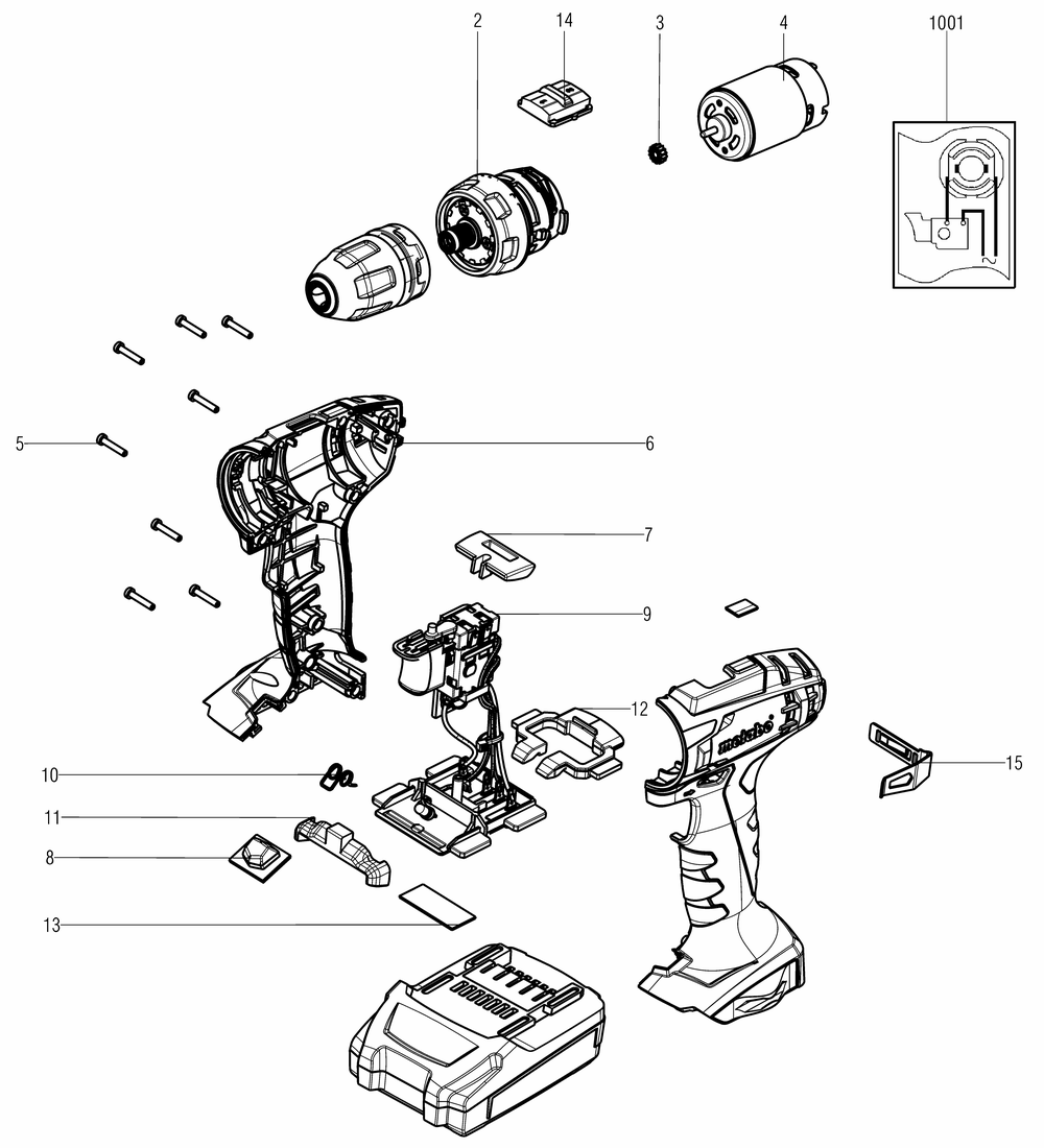 Diagram Diagram and Parts List for BS18 18217000 Metabo Cordless Drill