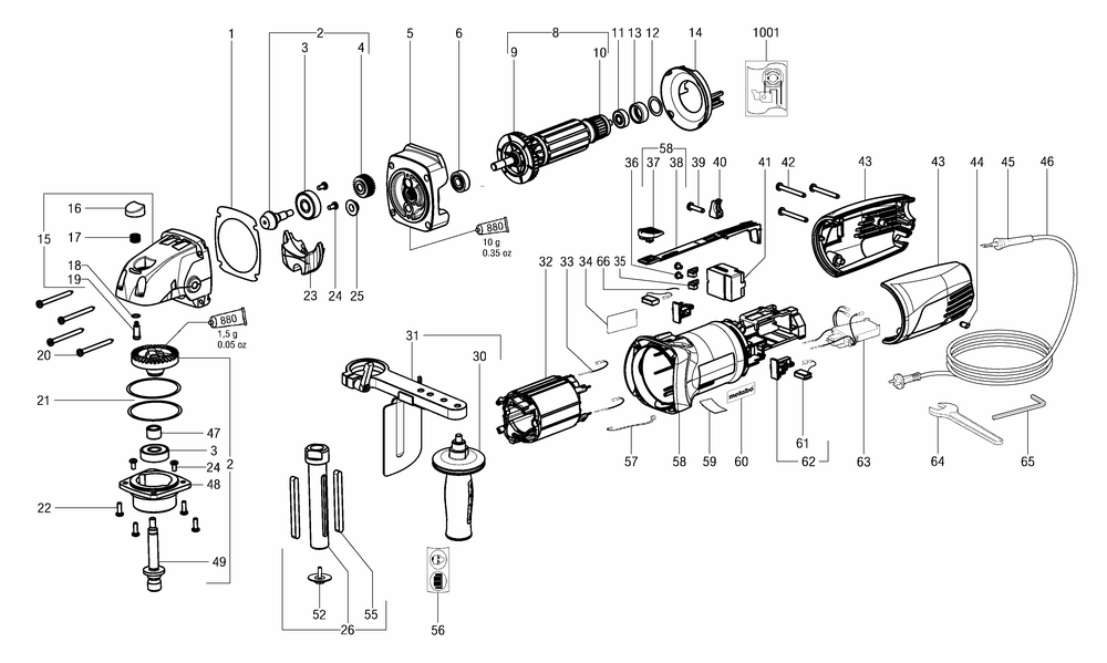Diagram Diagram and Parts List for SE12-115 02115180 Metabo Belt or Drum Sander