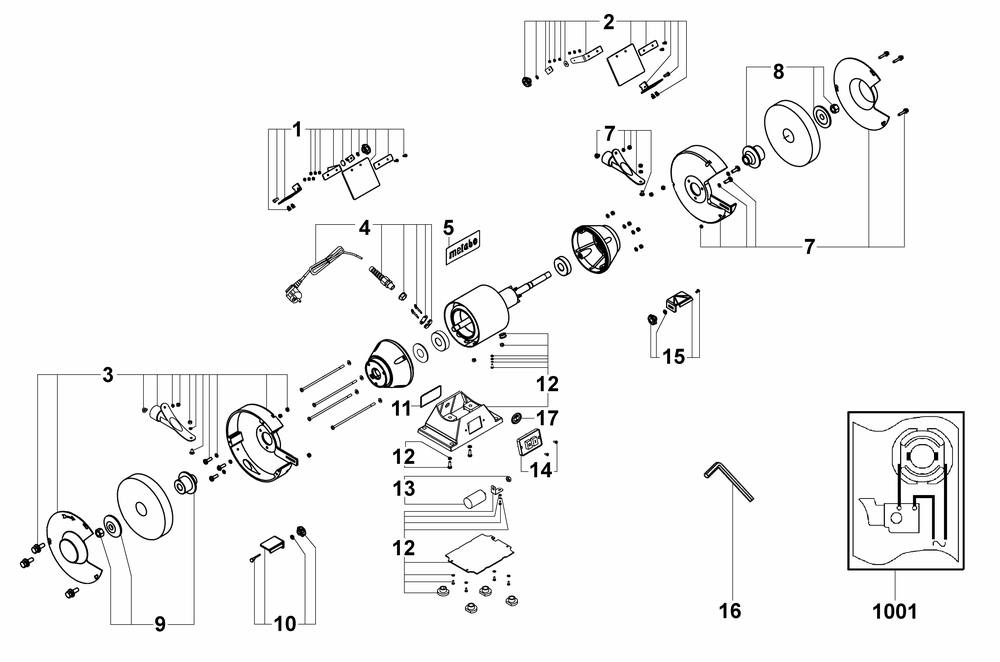 Diagram Diagram and Parts List for DS200 19200000 Metabo Bench Grinder