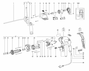 Diagram Diagram and Parts List for SBE610 06101000 Metabo Impact Driver