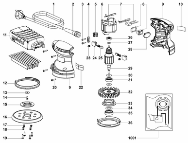Diagram Diagram and Parts List for FSX200INTEC 09225180 Metabo Sander Grinder