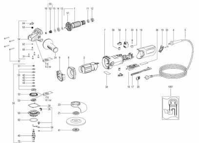Diagram Diagram and Parts List for W11-125QUICK 03623190 Metabo Angle Grinder
