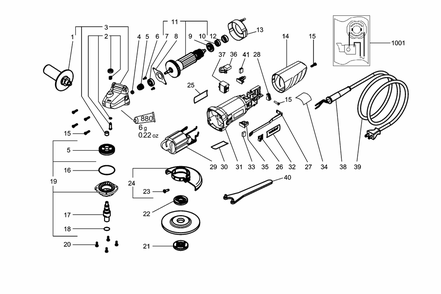 Diagram Diagram and Parts List for W780 06701380 Metabo Angle Grinder