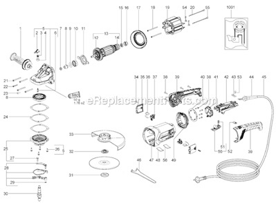 Page A Diagram and Parts List for W24-180  Metabo Angle Grinder