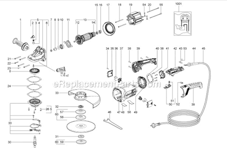 Page A Diagram and Parts List for W24-230 06448420 Metabo Angle Grinder