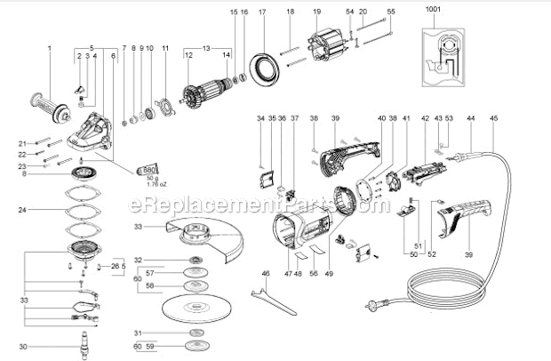Page A Diagram and Parts List for W24-230 06448420 Metabo Angle Grinder