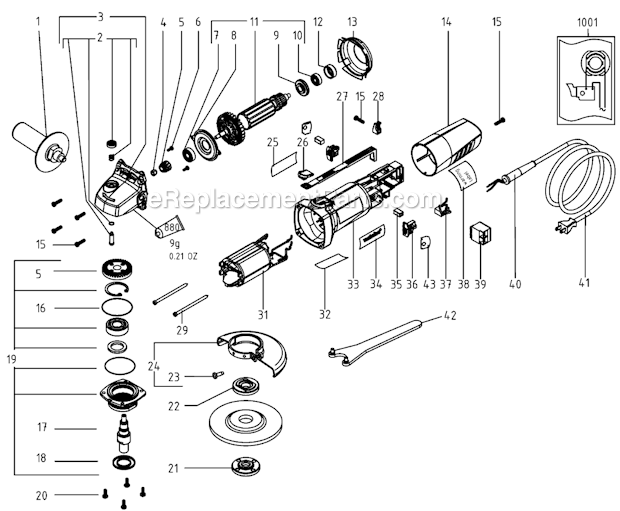 Page A Diagram and Parts List for W6-115 06111420 Metabo Angle Grinder