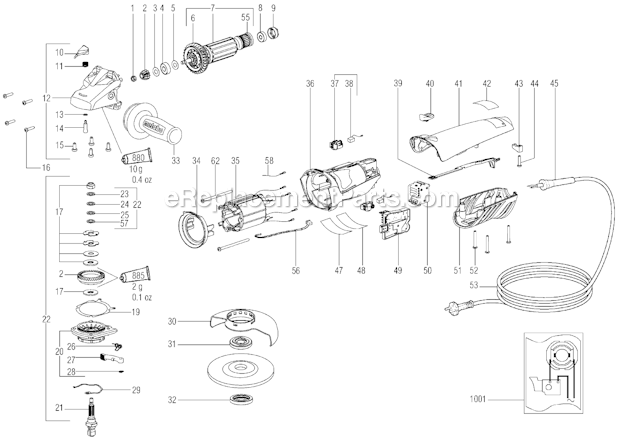 Page A Diagram and Parts List for WE14-125PLUS 00281420 Metabo Angle Grinder