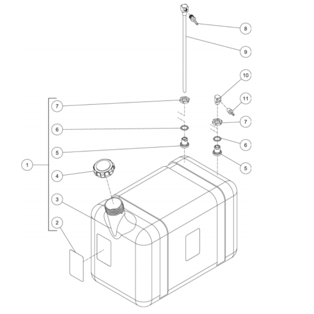 Diesel Fuel Tank Diagram and Parts List for HDC-3505-0B7G  Mi-T-M Pressure Washer