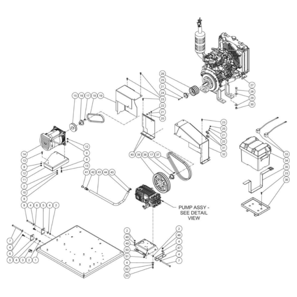 Isolation Plate Diagram and Parts List for HS-3505-0MDK  Mi-T-M Pressure Washer