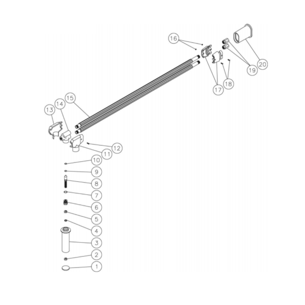 Angled Lance Diagram and Parts List for HG-3004-3575  Mi-T-M Pressure Washer